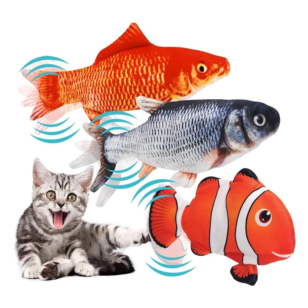 Iguohao Goldfishes Cat Wand Catnip Toys With Tassels Kitten Fishes Teaser Chew Knickknack Interactive Fishing Rod Pillows Catmint Plush Kitty Playthin